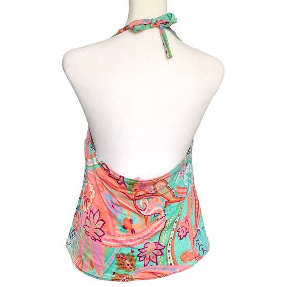 Victorias Secret Y2K Tropical Colors Paisley Print Halter Style Tankini Top Xl - Picture 5 of 9